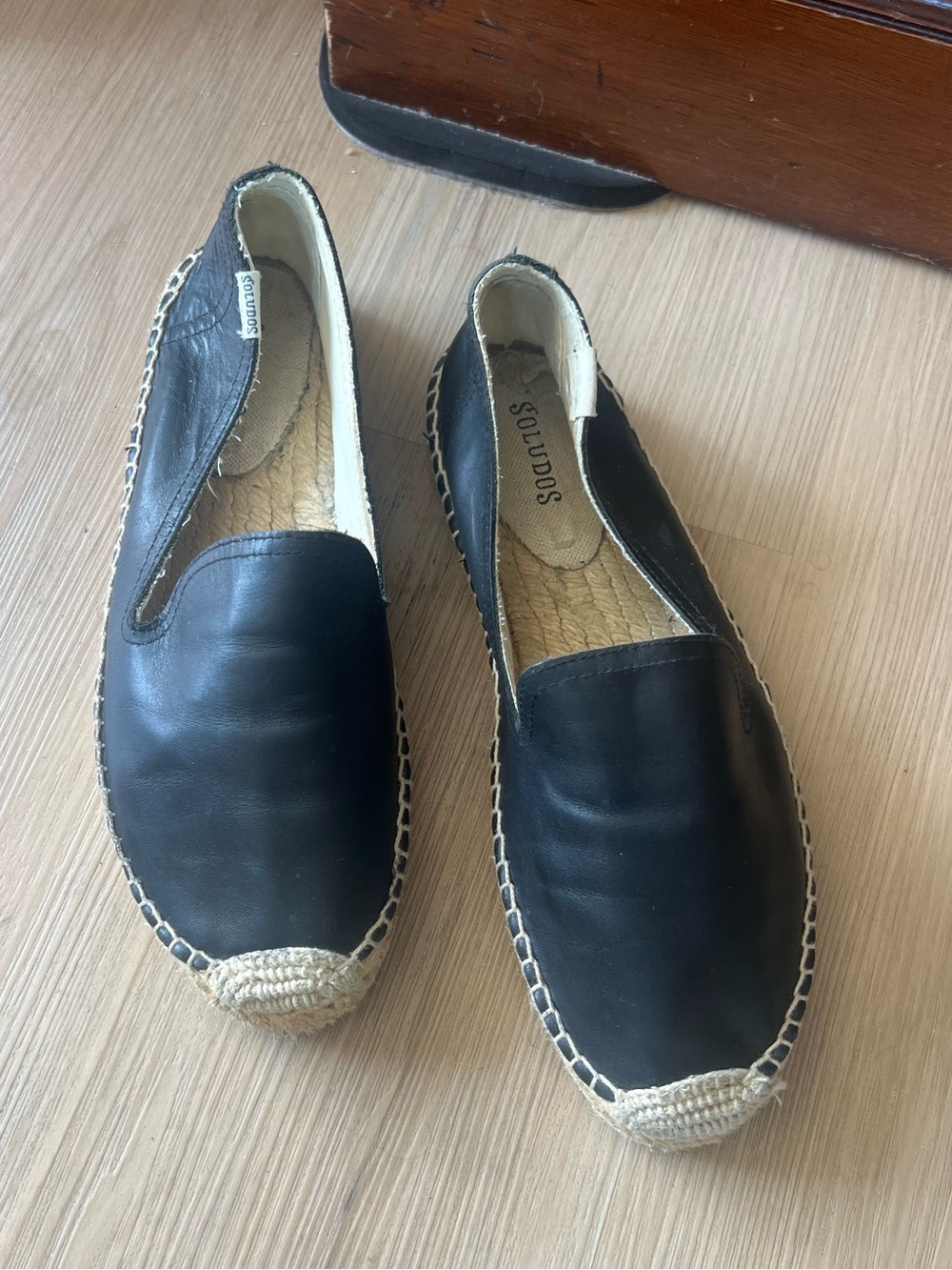 SOLUDOS Smoking Slippers/Leather Espadrilles • 8 (38.5 EU)
